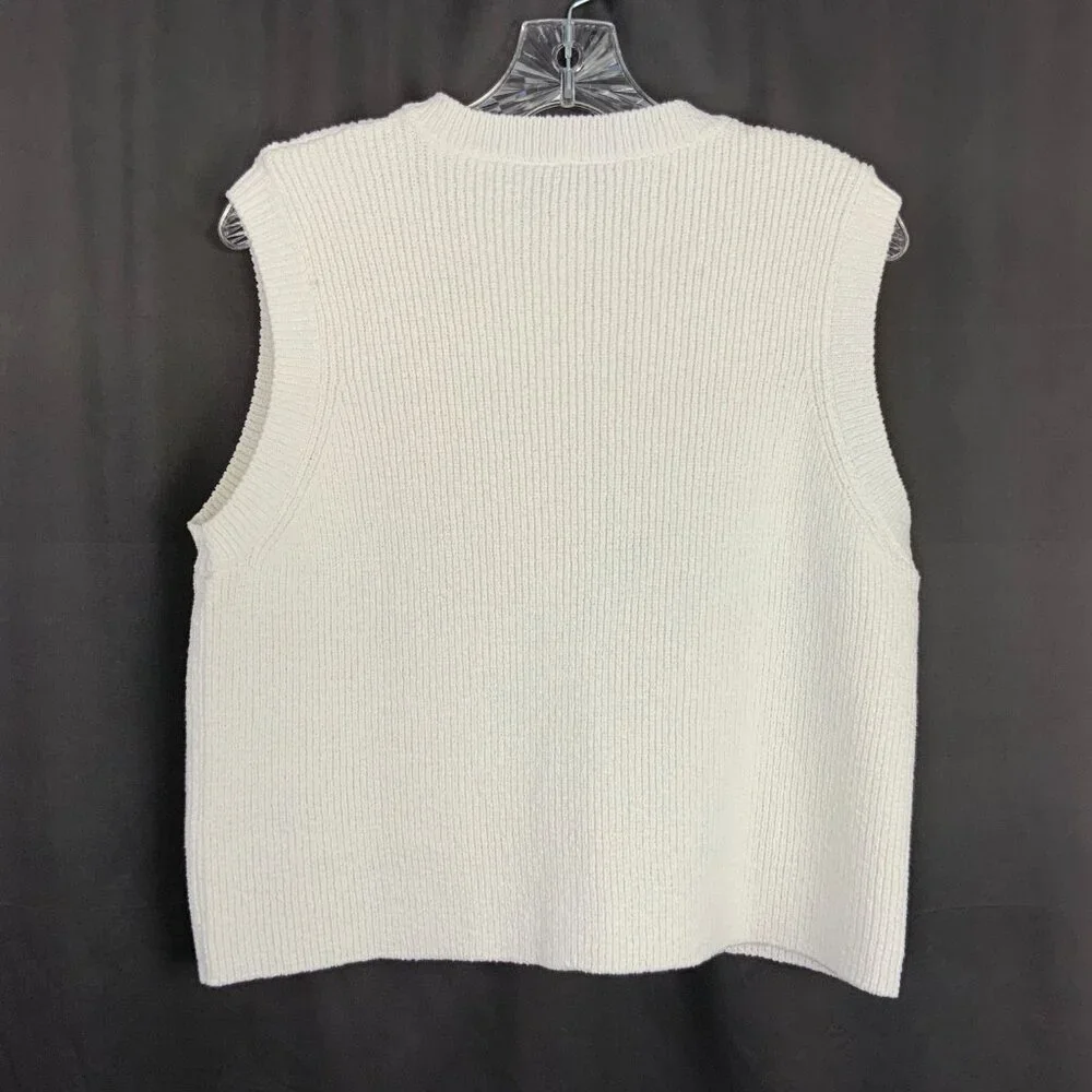 Zara Plain Knit Top/Vest in Cream with Gold Buttons Sz M - Picture 10 of 16